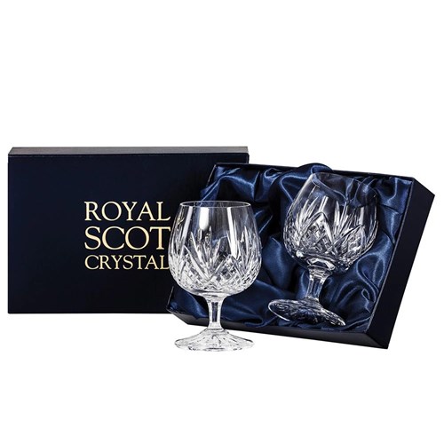 2 Royal Scot Crystal Brandy Glasses - Highland - PRESENTATION BOXED - Delivered to Your Door